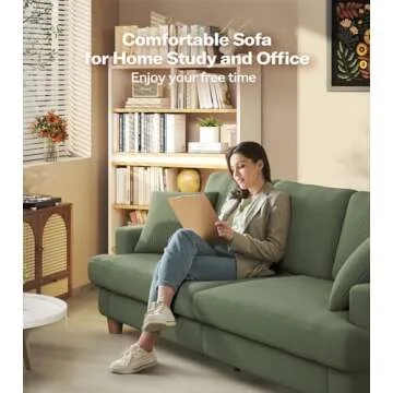 Kidirect 87in Green Sofa, Couches for Living Room 21in Extra Deep Seats, Comfy Corduroy Sofas for Living Room No Tool Assembly, Modern Oversized Love Seat with 2 Pillows, Sofa Couch for Bedroom