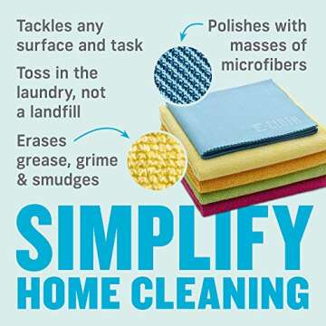 E-Cloth 5-pc Starter Pack, Microfiber Cleaning Cloth Set, Includes Household Cleaning Tools for Bathroom, Kitchen, and Cars, Washable and Reusable, 100 Wash Promise, Assorted Colors