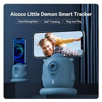 Adaptom Auto Face Tracking Phone Holder, 360 Smart Selfie Tripod Mount Fast Motion Moving Tracker for Smartphone GoPro DJI Action Insta360 Camera SLR Mirrorless Video Vlog Live Streaming Accessories