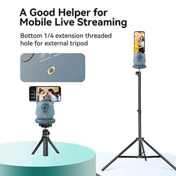 Adaptom Auto Face Tracking Phone Holder, 360 Smart Selfie Tripod Mount Fast Motion Moving Tracker for Smartphone GoPro DJI Action Insta360 Camera SLR Mirrorless Video Vlog Live Streaming Accessories