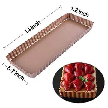 Webake 14 inch Tart Pan, Rectangular Quiche Pan Nonstick with Removable Bottom for Baking