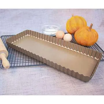 Webake 14 inch Tart Pan, Rectangular Quiche Pan Nonstick with Removable Bottom for Baking