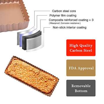 Webake 14 inch Tart Pan, Rectangular Quiche Pan Nonstick with Removable Bottom for Baking