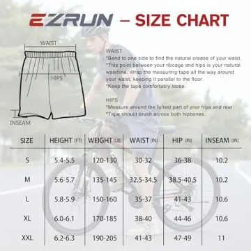 EZRUN Men's Lightweight 3D Padded MTB Cycling Shorts