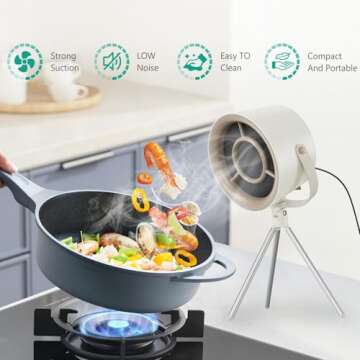 ORIA Portable Range Hood, Desktop Range Hood, Mini Kitchen Exhaust Fan with 3 Speed, 5 Filters, Deta...