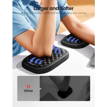 【Upgraded Larger and Thicker】Vaydeer Elbow Rest Pad 1pc, Desk Wrist Rest Memory Foam Armrest, Er...