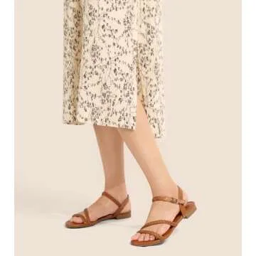 Greatonu Women's Flat Sandals Summer Braided Slip On Gladiator Sandals Open Toe Strappy Slingback Shoes Camel Size 9