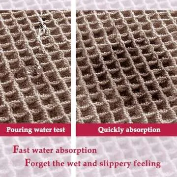 ZALL Tan Waffle Bath Mat,Super Absorbent Non Slip Bathroom Rug,Brown 18x30inch,Machine Washable Ultra Soft Floor Mats