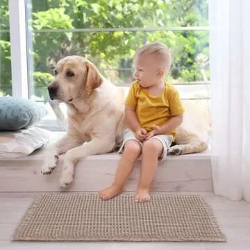 ZALL Tan Waffle Bath Mat,Super Absorbent Non Slip Bathroom Rug,Brown 18x30inch,Machine Washable Ultra Soft Floor Mats