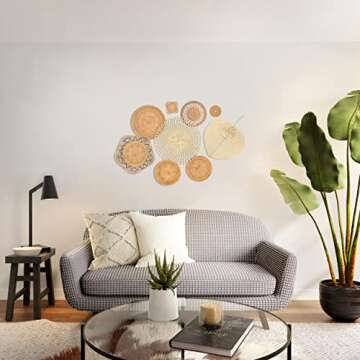 Boho Woven Wall Baskets Set of 9 - Handmade Decor