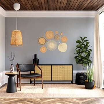 Boho Woven Wall Baskets Set of 9 - Handmade Decor