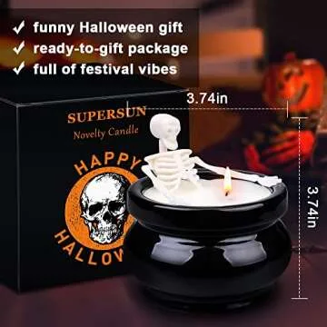 Cephine Halloween Decorations Indoor Home Decor, Gothic Vintage Skeleton Candles for Farmhouse Room Table Fall, Funny Apartment