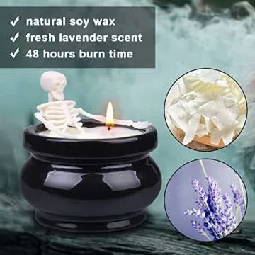 Cephine Halloween Decorations Indoor Home Decor, Gothic Vintage Skeleton Candles for Farmhouse Room Table Fall, Funny Apartment