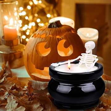 Cephine Halloween Decorations Indoor Home Decor, Gothic Vintage Skeleton Candles for Farmhouse Room Table Fall, Funny Apartment