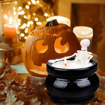Cephine Halloween Decorations Indoor Home Decor, Gothic Vintage Skeleton Candles for Farmhouse Room Table Fall, Funny Apartment