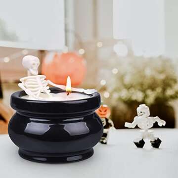 Cephine Halloween Decorations Indoor Home Decor, Gothic Vintage Skeleton Candles for Farmhouse Room Table Fall, Funny Apartment
