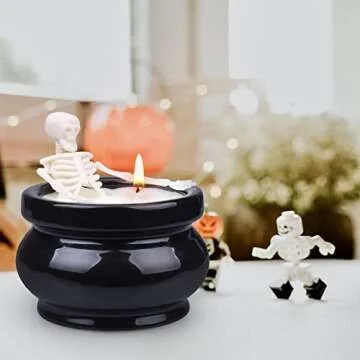 Cephine Halloween Decorations Indoor Home Decor, Gothic Vintage Skeleton Candles for Farmhouse Room Table Fall, Funny Apartment