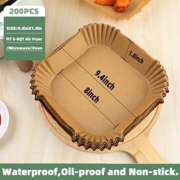 Air Fryer Liners Disposable,200Pcs Parchment Paper,LYHOLKEER 8IN Disposable Air Fryer Paper Liners f...