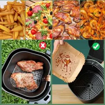Air Fryer Liners Disposable,200Pcs Parchment Paper,LYHOLKEER 8IN Disposable Air Fryer Paper Liners for 5-8QT Air Fryer, Non-Stick Air Fryer Liners Square Free of Bleach
