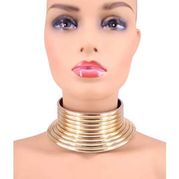 GMQHD Fashion Punk African Gold Resin Choker Necklace for Women, Statement Okoye Egypt Gothic Snap C...