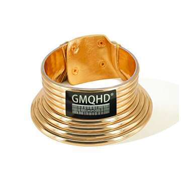 GMQHD Fashion Punk African Gold Resin Choker Necklace for Women, Statement Okoye Egypt Gothic Snap Chunky Leather Jewelry for Best Friend Birthday Christmas. (1-1G)