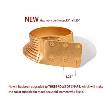GMQHD Fashion Punk African Gold Resin Choker Necklace for Women, Statement Okoye Egypt Gothic Snap Chunky Leather Jewelry for Best Friend Birthday Christmas. (1-1G)