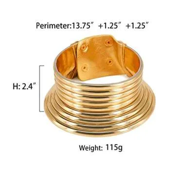 GMQHD Fashion Punk African Gold Resin Choker Necklace for Women, Statement Okoye Egypt Gothic Snap Chunky Leather Jewelry for Best Friend Birthday Christmas. (1-1G)