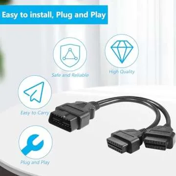 CERRXIAN 30cm OBD2 Y Splitter Cable for Diagnostic Tools