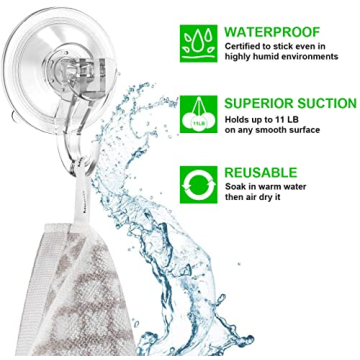 Heavy Duty LUXEAR Suction Cup Hooks - 6 Pack Powerful Organizers