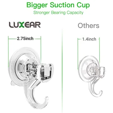 Heavy Duty LUXEAR Suction Cup Hooks - 6 Pack Powerful Organizers
