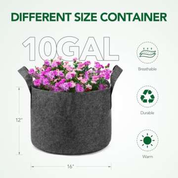 Delxo 12-Pack 10 Gallon Heavy Duty Aeration Fabric Pots Thickened Nonwoven Fabric Pots Plant Grow Bags Grey