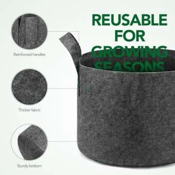 Delxo 12-Pack 10 Gallon Heavy Duty Aeration Fabric Pots Thickened Nonwoven Fabric Pots Plant Grow Bags Grey