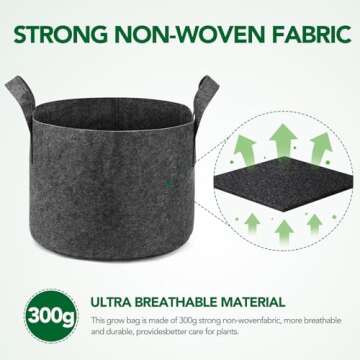Delxo 12-Pack 10 Gallon Heavy Duty Aeration Fabric Pots Thickened Nonwoven Fabric Pots Plant Grow Bags Grey