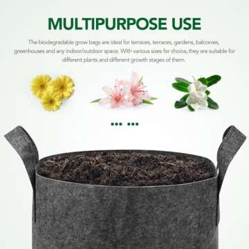 Delxo 12-Pack 10 Gallon Heavy Duty Aeration Fabric Pots Thickened Nonwoven Fabric Pots Plant Grow Bags Grey