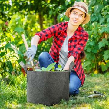 Delxo 12-Pack 10 Gallon Heavy Duty Aeration Fabric Pots Thickened Nonwoven Fabric Pots Plant Grow Bags Grey