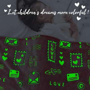 REXEO Valentines Day Gifts for Kids Girl Glow in The Dark Valentines Blanket Red Love Throw Blanket ...