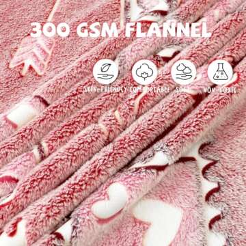 REXEO Valentines Day Gifts for Kids Girl Glow in The Dark Valentines Blanket Red Love Throw Blanket Kids Valentines Gifts