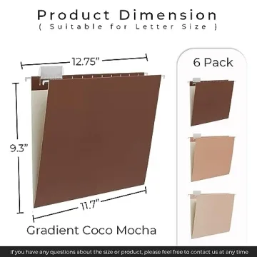 Stylish Y YOMA Gradient Hanging File Folders - 6 Pack Stylish Organizers