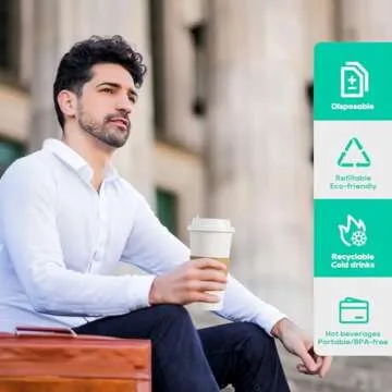 [50 Pack] 20 oz Paper Coffee Cups, Disposable Paper Coffee Cup with Lids, Sleeves, and Stirrers, Hot/Cold Beverage Drinking Cup for Water, Juice, Coffee or Tea, Suitable for Home, Shops and Cafes