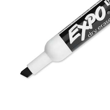 EXPO Low Odor Dry Erase Markers, Black, Chisel Tip for Versatile Lines, Perfect for Home, Classroom and Office, Pack of 12