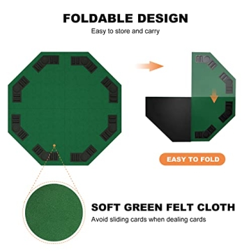 48" Foldable Poker Table Top with Cup Holders & Carry Bag