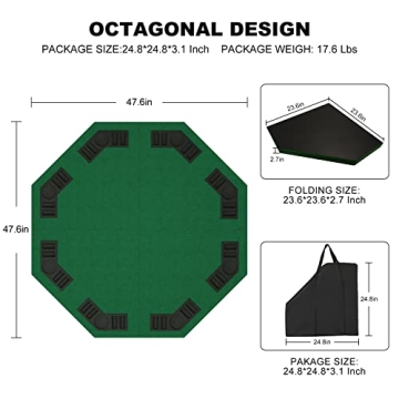 48" Foldable Poker Table Top with Cup Holders & Carry Bag