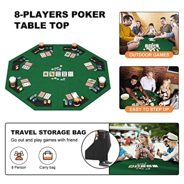 48" Foldable Poker Table Top with Cup Holders & Carry Bag