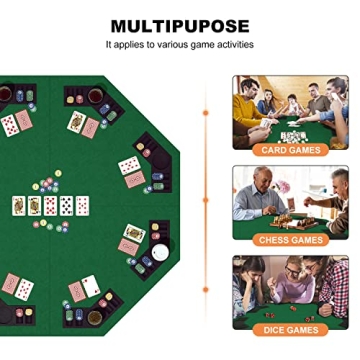 48" Foldable Poker Table Top with Cup Holders & Carry Bag