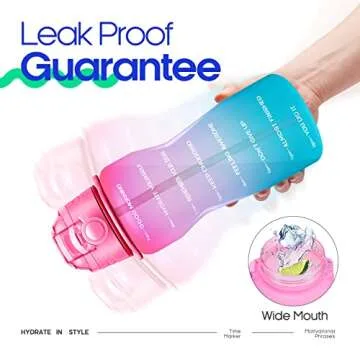 Giotto Large Half Gallon/64oz Motivational Water Bottle with Time Marker & Straw,Leakproof Tritan BPA Free Water Jug,Ensure You Drink Enough Water Daily for Fitness,Gym and Outdoor Activity-Light Pink/Green Gradient
