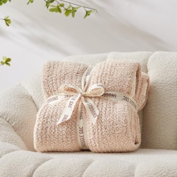 Snuggle Sac Heather Beige Throw Blanket for Cozy Comfort