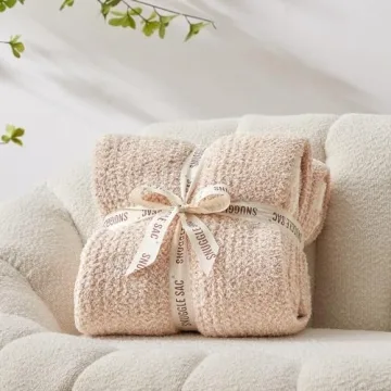 Snuggle Sac Heather Beige Throw Blanket for Cozy Comfort