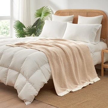 Snuggle Sac Heather Beige Throw Blanket for Cozy Comfort