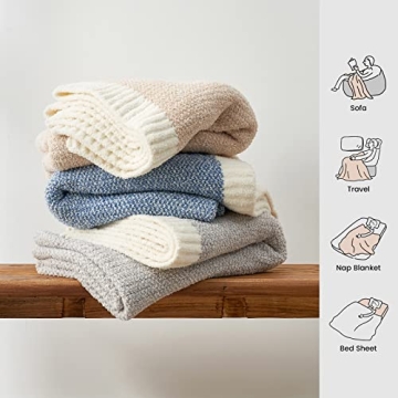 Snuggle Sac Heather Beige Throw Blanket for Cozy Comfort