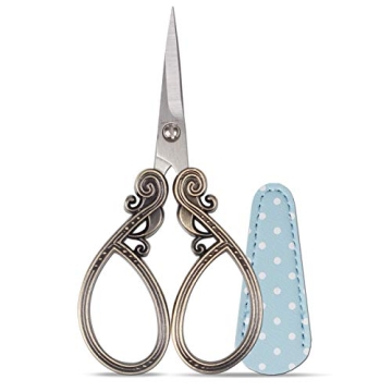 Hisuper Craft Scissors 4.5 inch Embroidery Sewing Scissors with Leather Sheaths for Sewing Crafting,...